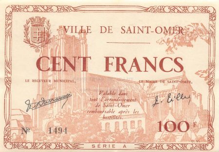 France 100 Francs - Ville de Saint-Omer - Juin 1940