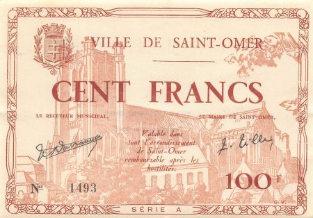 France 100 Francs - Ville de Saint-Omer - Juin 1940