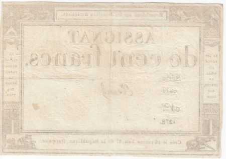 France 100 Francs 18 Nivose An III - 7.1.1795 - Sign. Edouard