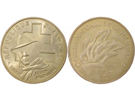 France 100 Francs Argent BE, Jean Moulin - 1993 Pessac