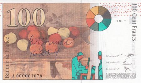 France 100 Francs Cézanne - 1997 - Petit n° A.000001079