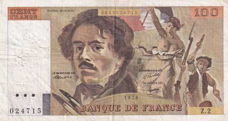 France 100 Francs Delacroix - 1978 - Série Z.2 - Fay.68.01