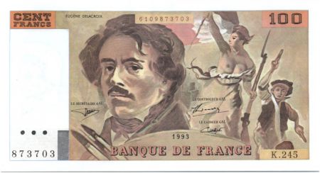 France 100 Francs Delacroix - 1993 Série K.245 - SPL