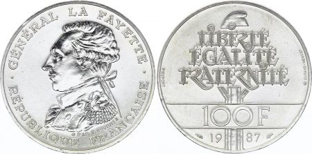 France 100 Francs Général La Fayette, Piéfort - 1987 - Argent - Sans boite ni certificat - Frappe BU