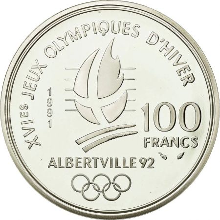 France 100 Francs JO Albertville - Hockey sur Glace - 1991 - Frappe BE - avec certificat