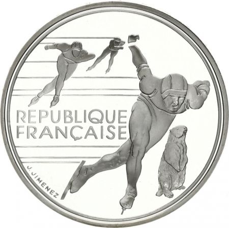 France 100 Francs JO Albertville - Patinage de Vitesse - 1990 - Frappe BE - avec certificat