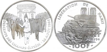 France 100 Francs Liberation de Paris - 1994 - Frappe BE - Argent - sans boite ni certificat