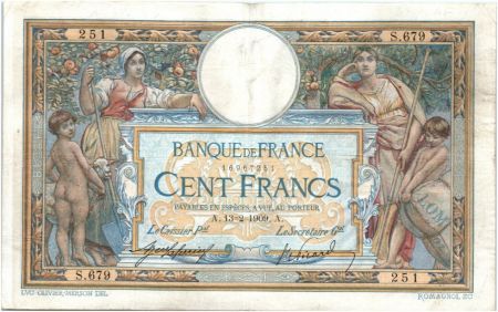 France 100 Francs Luc Olivier Merson - 13-02-1909 Série S.679