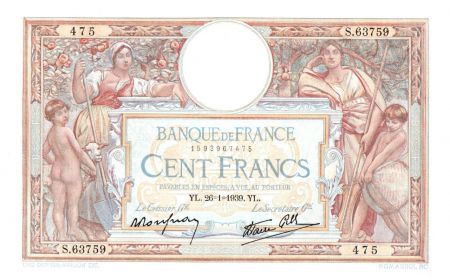 France 100 Francs Luc Olivier Merson - 22-09- 1938 Série E.60674