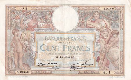 France 100 Francs Luc Olivier Merson - Grands Cartouches - 04-08-1938 - Série A.60348 - TTB+