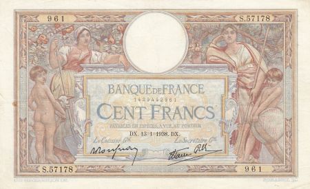 France 100 Francs Luc Olivier Merson - Grands Cartouches - 13-01-1938 - Série S.57178