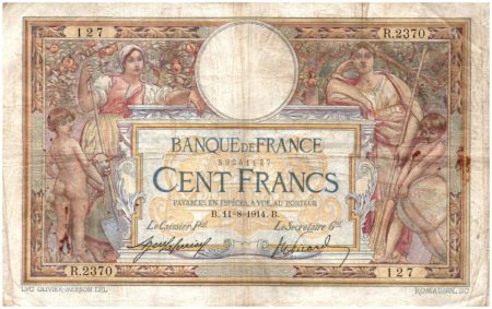 France 100 Francs Luc Olivier Merson - Sans LOM - 1914