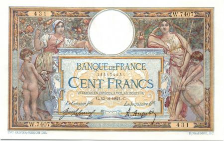 France 100 Francs Luc Olivier Merson - Sans LOM - 1921