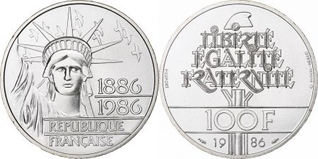 France 100 Francs Statue de la Liberté, Piéfort - 1986 - Argent - Sans boite ni certificat - Frappe BE