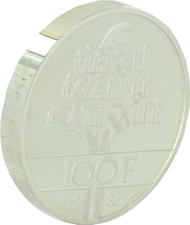 France 100 Francs Statue de la Liberté, Piéfort - 1986 - Argent - Sans boite ni certificat - Frappe BE