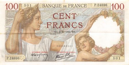 France 100 Francs Sully - 02-10-1941 Série P.24896 - TTB+