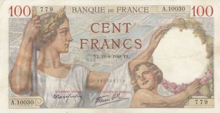 France 100 Francs Sully - 18-04-1940 - Série A.10030