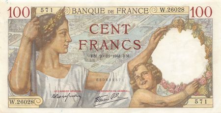 France 100 Francs Sully - 20-11-1941 - Série W.26028