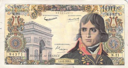 France 100 NF Bonaparte - 04-06-1959 - Série N.21 - TB