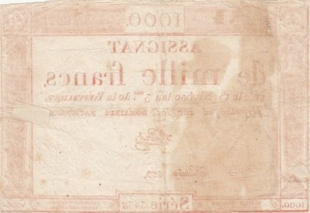 France 1000 francs - 18 Nivose An III (7.1.1795) - Sign. Lehord