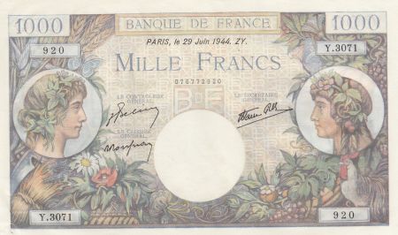 France 1000 Francs - Commerce et Industrie - 29-06-1944 - Série Y.3071