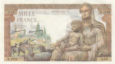 France 1000 Francs - Déesse Déméter - 18-02-1943 - Série X.4228