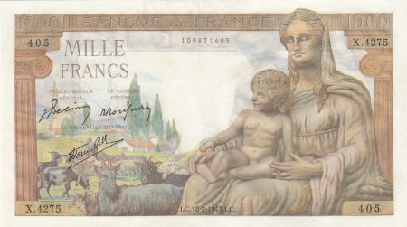 France 1000 Francs - Déesse Déméter - 18-02-1943 - Série X.4275