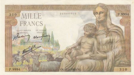 France 1000 Francs - Déesse Déméter - 18-11-1943 - Série P.9994