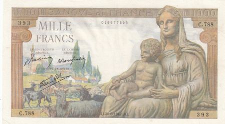 France 1000 Francs - Déesse Déméter - 20-06-1942 - Série C.788