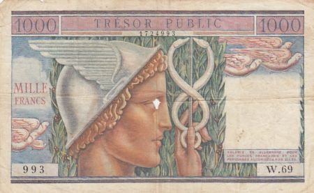 France 1000 francs - Mercure, Trésor Public - 1955 - Série W.69