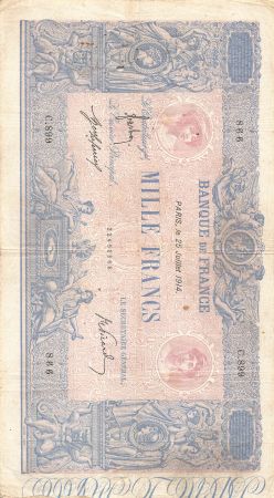 France 1000 Francs - Rose et Bleu - 25-07-1914 - Série C.899