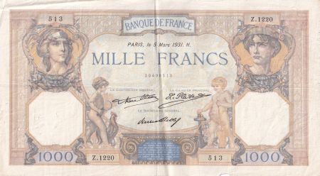 France 1000 Francs Cérès et Mercure -  05/03/1931- Série Z.1220