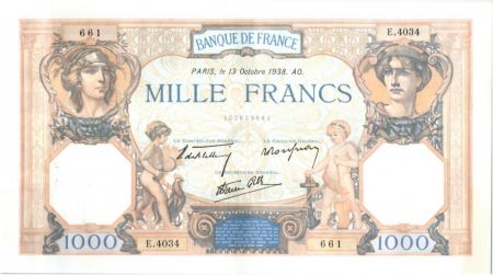 France 1000 Francs Cérès et Mercure - 13-10-1938 Série E.4034