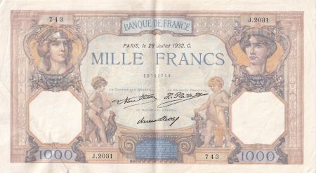 France 1000 Francs Cérès et Mercure - 28/07/1932 - Série J.2031