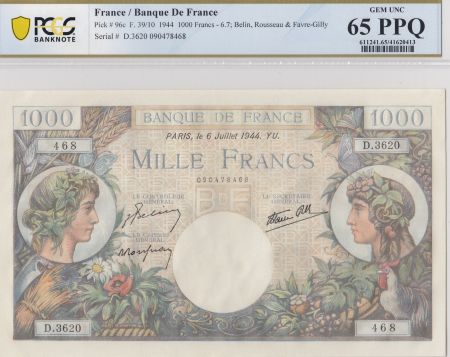 France 1000 Francs Commerce et Industrie - 06-07-1944 - Série D.3620