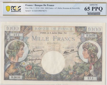 France 1000 Francs Commerce et Industrie - 06-07-1944 - Série D.3620