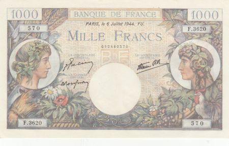 France 1000 Francs Commerce et Industrie - 06-07-1944 - Série F.3620