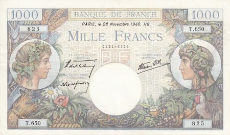 France 1000 Francs Commerce et Industrie - 28-11-1940 Série T.650 - TTB +