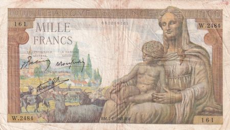 France 1000 Francs Déesse Déméter - 07-01-1943 - Série W.2484