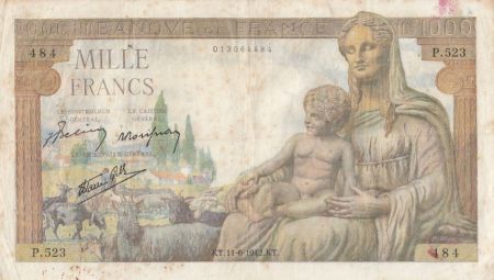 France 1000 Francs Déesse Déméter - 11-06-1942 Série P.523