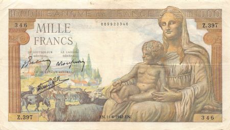 France 1000 Francs Demeter - 11-06-1942 - Série Z.397