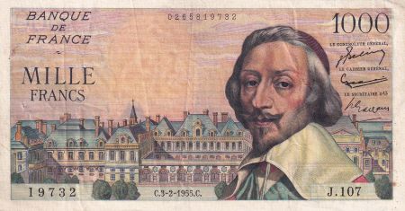 France 1000 Francs Richelieu - 03-02-1955 - Série J.107