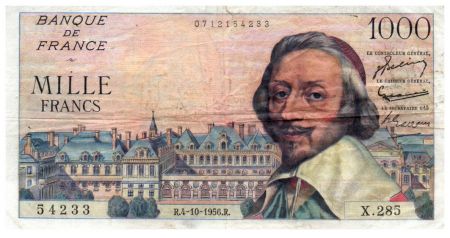 France 1000 Francs Richelieu - 04-10-1956 Série X.285 - TB+