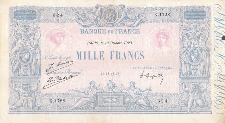 France 1000 Francs Rose et Bleu - 13-10-1923 - Série K.1728 - TTB