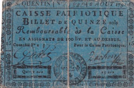 France 15 Sols - Aisne - Saint Quentin - 1791