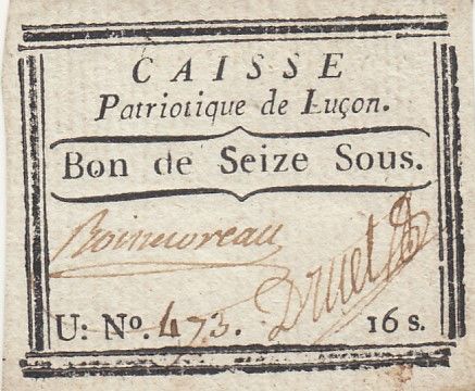 France 16 sous - Vendée - Caisse patriotique de Luçon - Non retrouvé - 1792