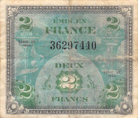 France 2 Francs - Impr. américaine (Drapeau) - 1944 - Sans Série