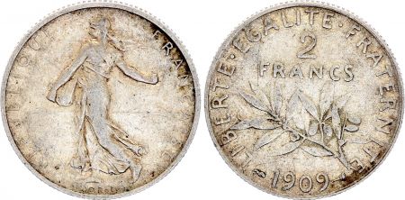 France 2 Francs - Semeuse - 1909 - Argent