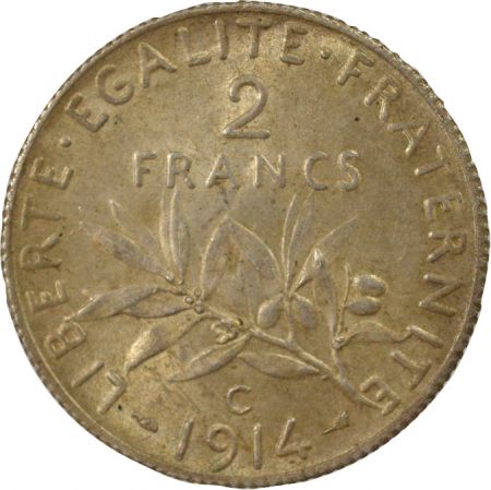 France 2 Francs Argent, Semeuse - 1914 C Castelsarrasin