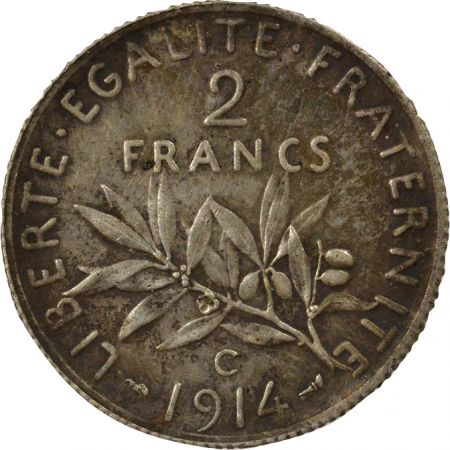 France 2 Francs Argent, Semeuse - 1914 C Castelsarrasin